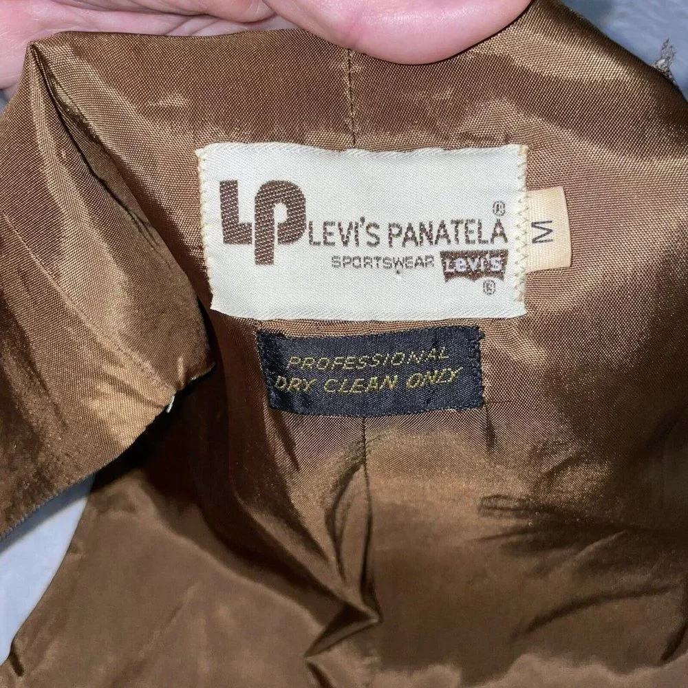 LEVIS Panatela Sportswear Vintage Vest‎ Brown Wool Front Medium Gold Buttons
